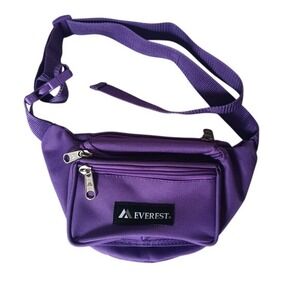 Everest Fanny Pack Women OS Purple Triple Zipper Adjustable Waist Belt Bag